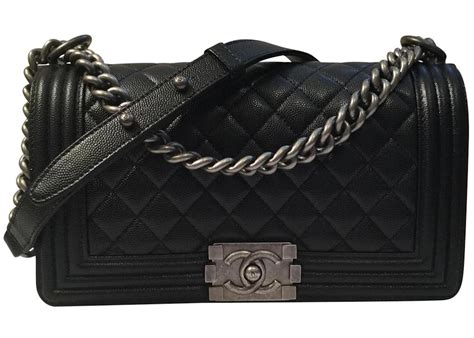 chanel 25cm black caviar boy bag